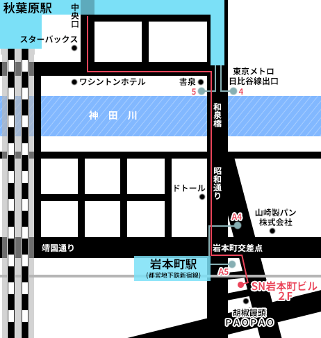 秋葉原駅・岩本町駅からのマップ