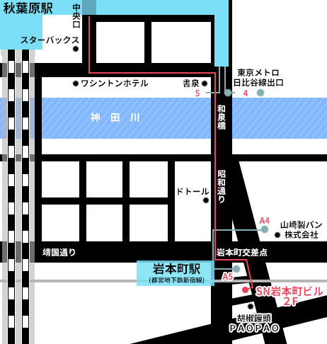 秋葉原駅・岩本町駅からのマップ
